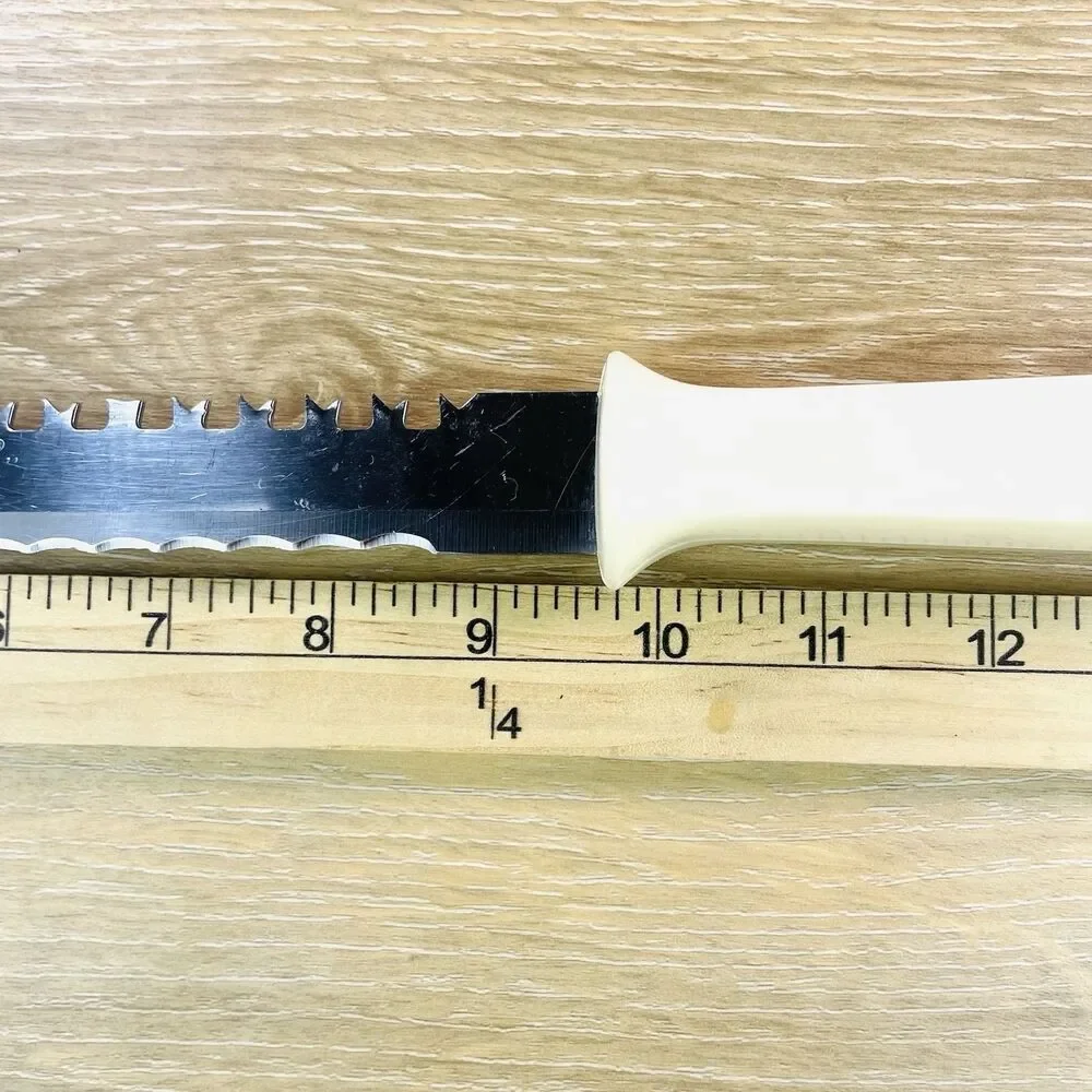 Vintage Quikut Quikkle Knife Stainless 2 Edge Serrated Cross Cut Edge 9.5 inch